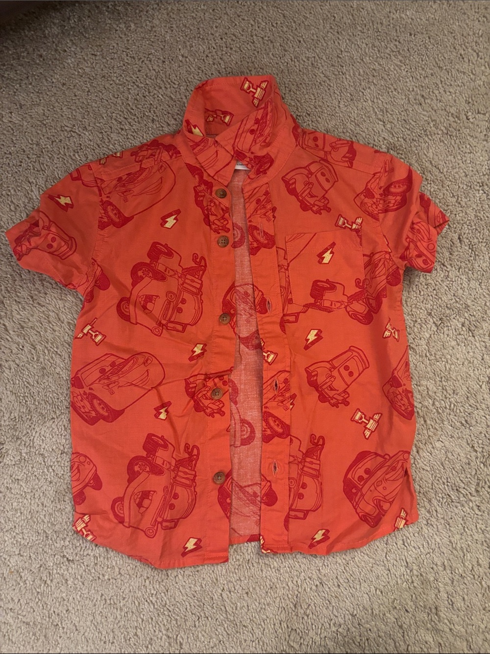 Disney Cars Mater Button Down Shirt Size 3T jumping bean